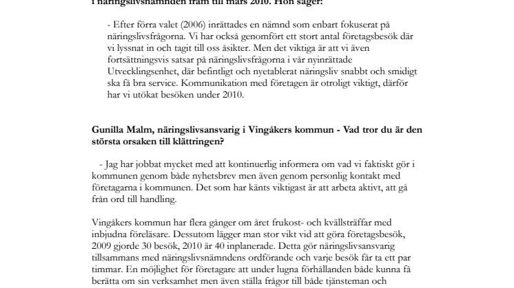 Vingåkers kommun klättrar i svenskt näringslivs ranking