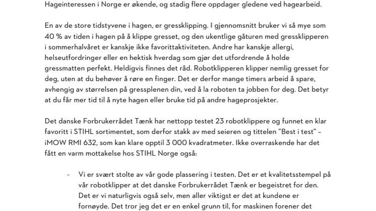 Robotklipper fra STIHL kåret til ”Best i test”