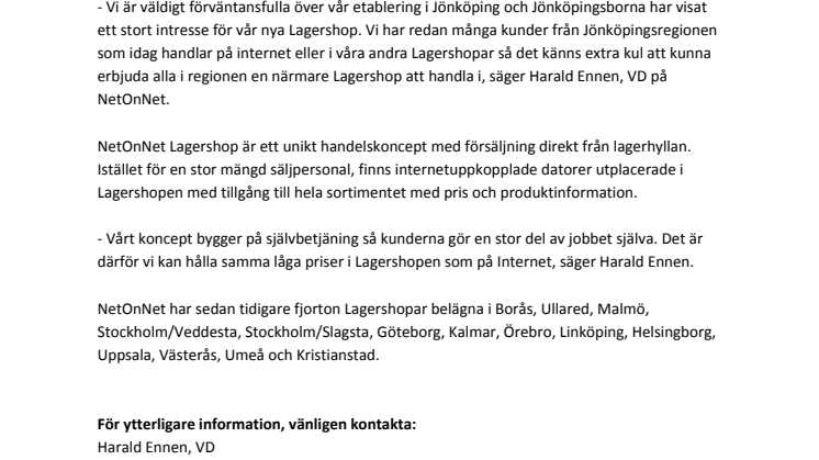 NetOnNet Lagershop öppnar 27 november
