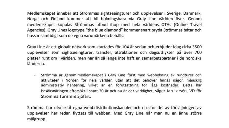 Strömma skandinavisk partner för Gray Line