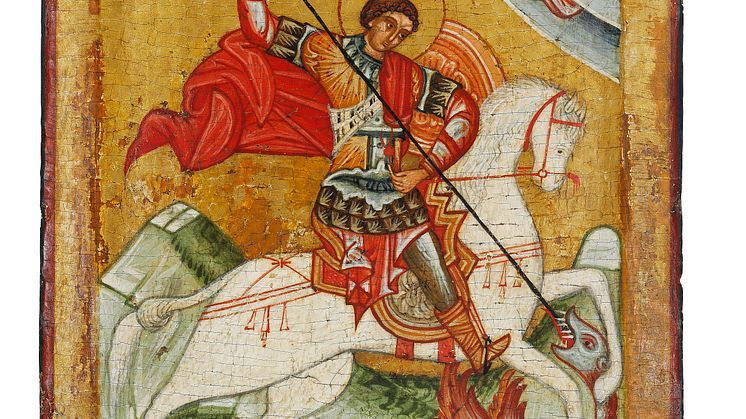 Russian icon depicting St George and the dragon