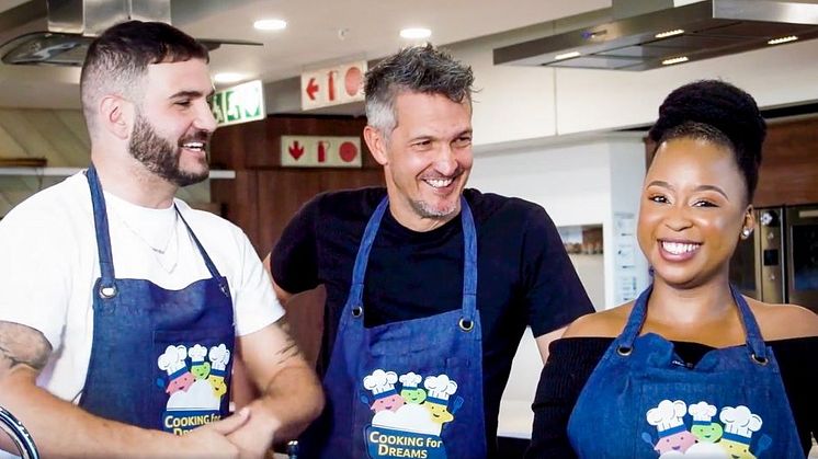 From left to right: J’Something, David Higgs and The Lazy Makoti prepare to cook up a storm to make dreams come true. 