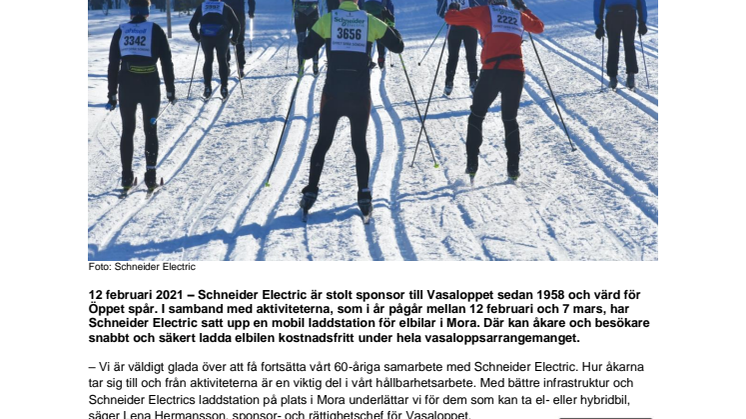 Schneider Electric är officiell värd för Öppet spår och laddar elbilar i Mora