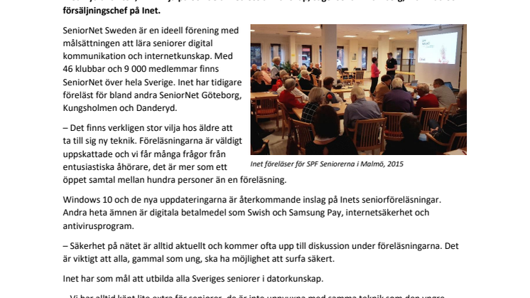 ”Nu föreläser vi för SeniorNet Hässelby-Vällingby”