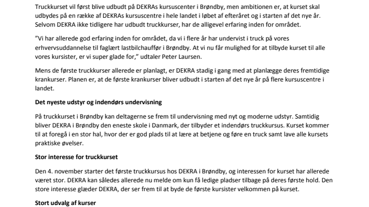 DEKRA udvider med truck- og krankurser 