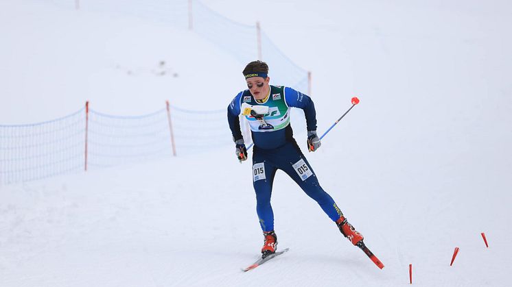 Jonatan Ståhl, elitidrottsstudent i skidorientering, under världscuptävlingar i Österrike januari 2023. Foto: Rainer Burmann