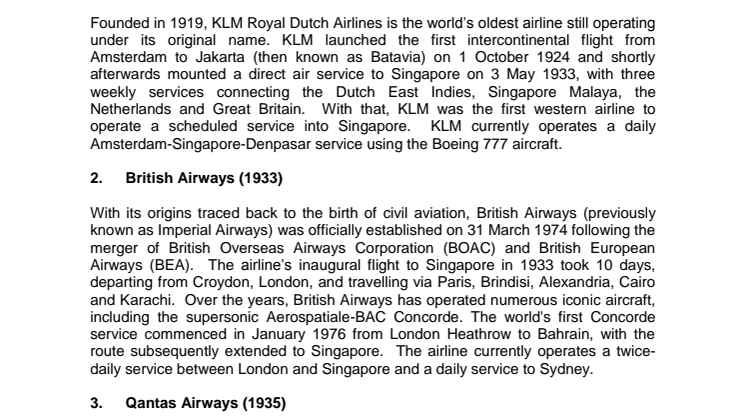 Annex B - Singapore's Pioneer Airlines