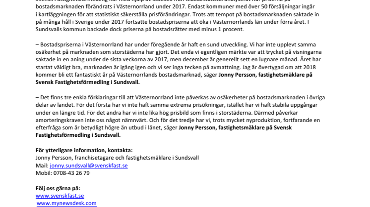 Mäklare i Sundsvall: ”Inga tecken på avmattning i Västernorrland”