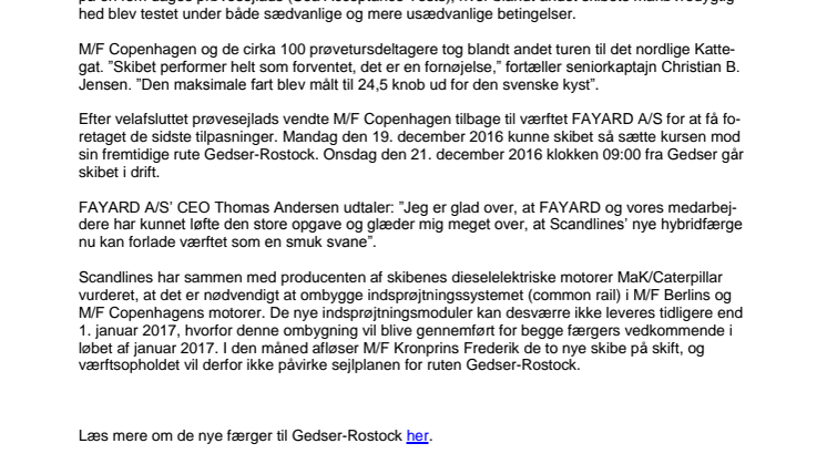 Scandlines’ anden nye færge har forladt værftet 