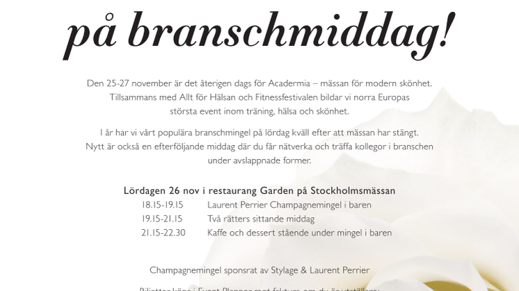 Välkommen på branschmiddag!