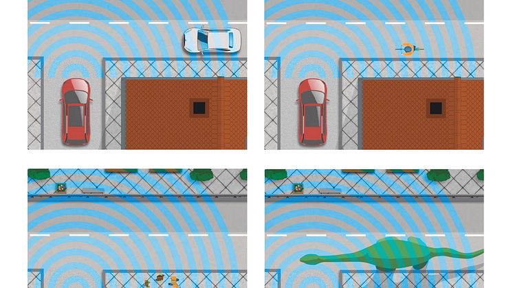 Ford med sitt nye fronkamera som viser oversikten over 180 grader av synsfeltet foran bilen