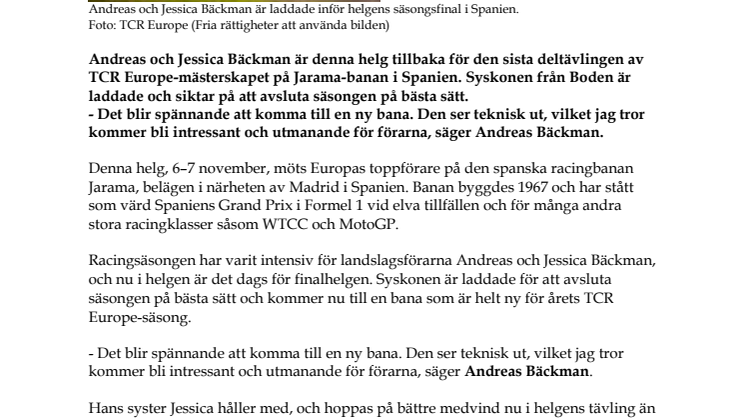 Bäckmans laddade inför säsongsfinal