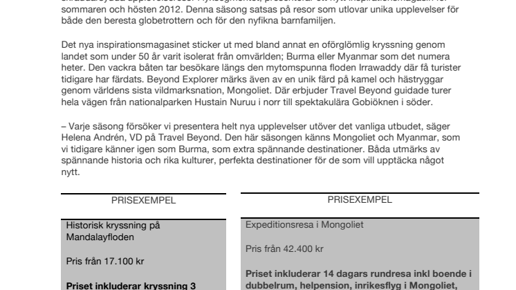 Vildmarkssafari i Mongoliet eller kryssning genom spännande Burma 