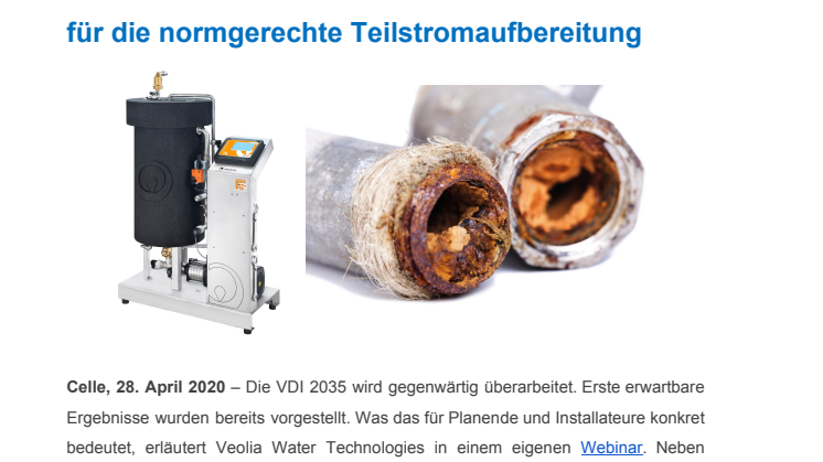 Die Überarbeitung der VDI 2035 - Praxis-Tipps für die normgerechte Teilstromaufbereitung