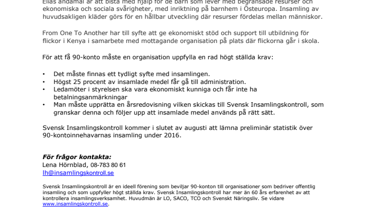 Två nya insamlingsorganisationer har beviljats 90-konto