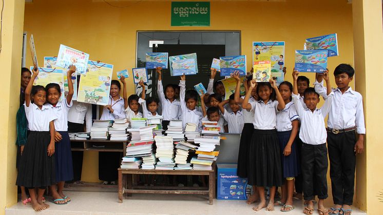 Barn på Svay Thum Primary School i Svay Chrum, Kratieprovinsen, Kambodja