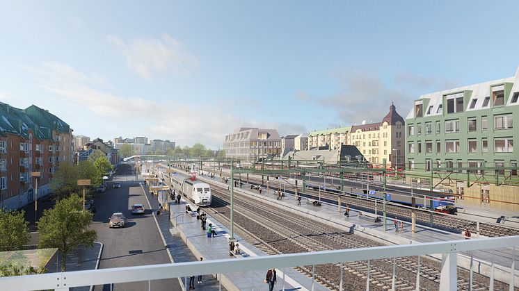 Illustration över Karlstads resecentrum som nu växer fram. Illustration: White arkitekter. 