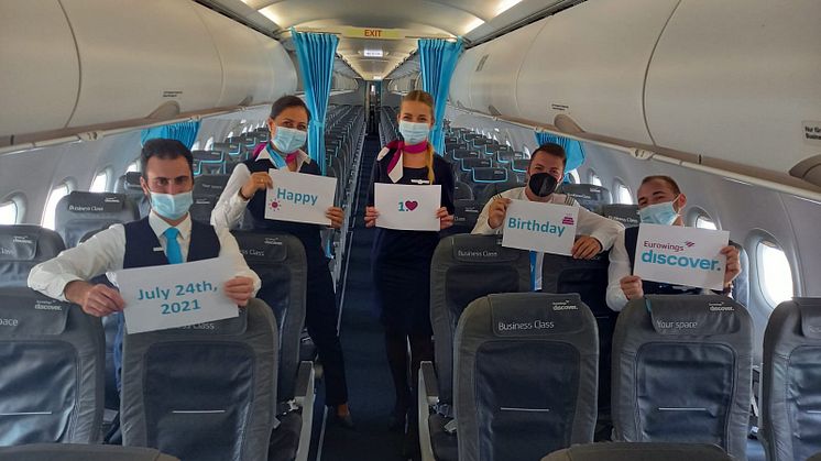 The Eurowings Discover crew celebrates the first birthday of the airline 