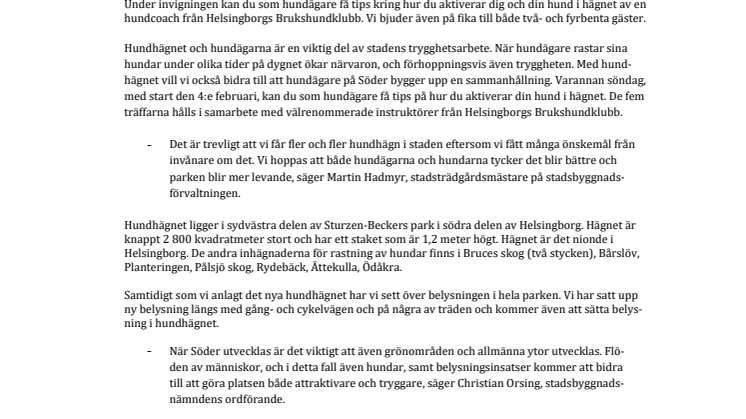 Vi inviger hundhägnet i Sturzen-Beckers park