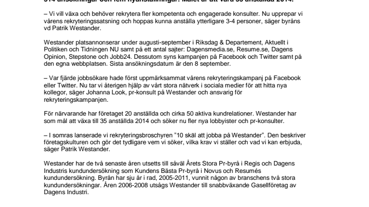 Ny rekryteringskampanj för professionella lobbyister
