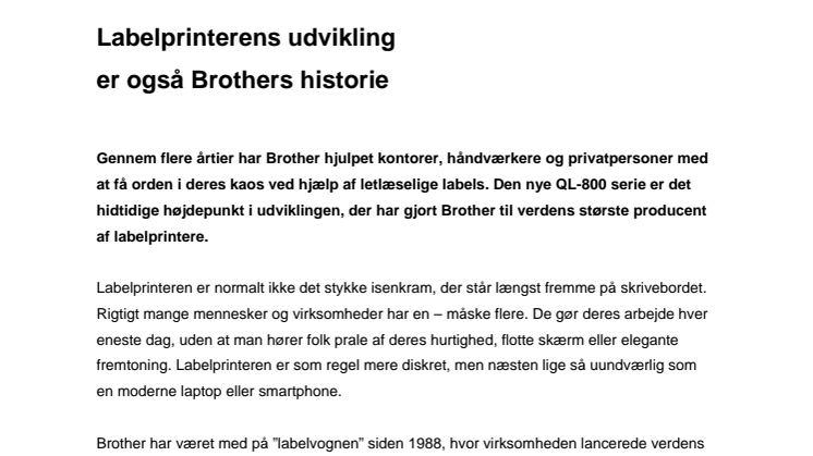Labelprinterens udvikling er også Brothers historie