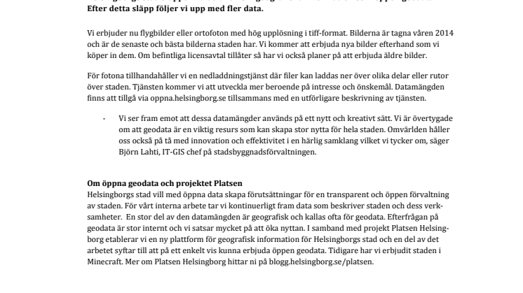 ​Helsingborgs stad släpper öppna geodata