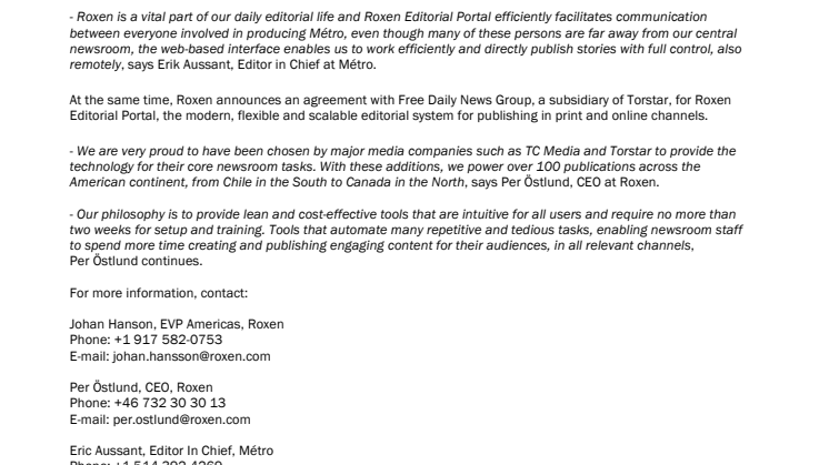 Canada’s most read daily Newspapers powered by Roxen