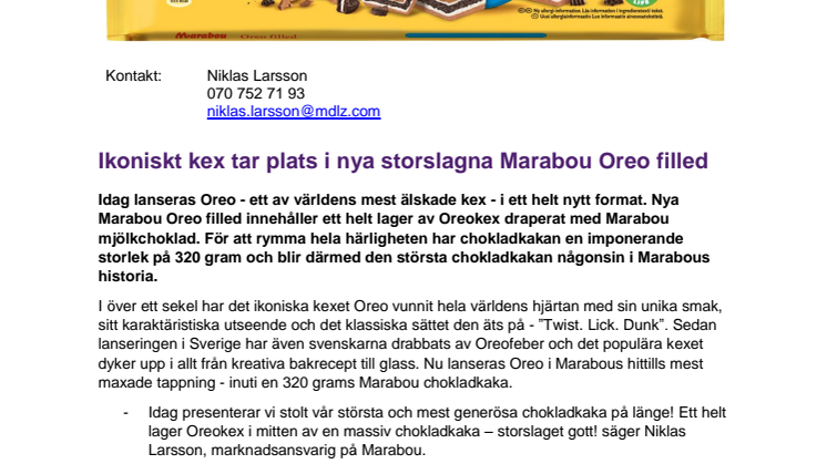 Ikoniskt kex tar plats i nya storslagna Marabou Oreo filled