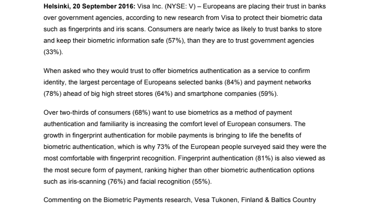 Europeans Trust Banks to Deliver Biometric Future