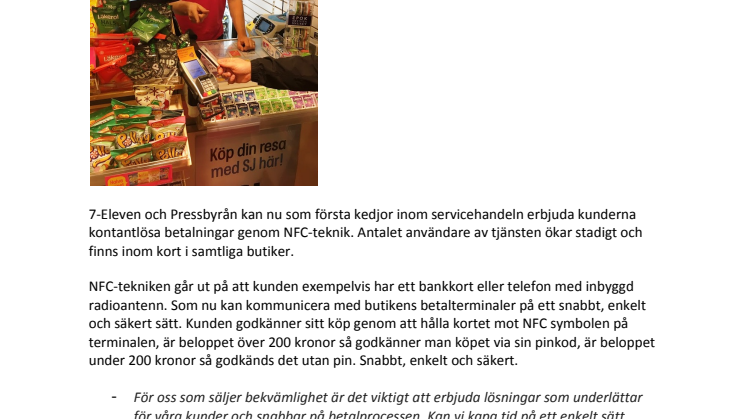 Kontantlösa betalningar växer hos 7-Eleven och Pressbyrån