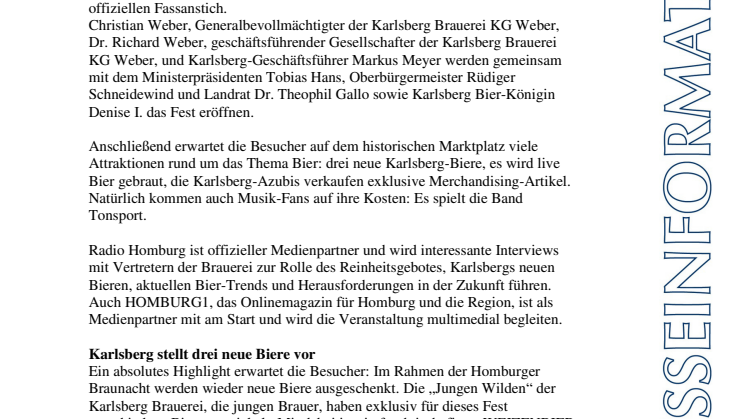 Karlsberg Brauerei feiert dritte Homburger Braunacht