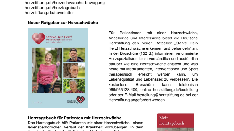 Herzschwäche: Service-Angebote der Herzstiftung   