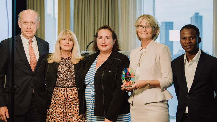  From the left: Serge Christiane Minister of the EU delegation in UN, Cristina Lunghi Founder of Arbours, Agnes Genevois, Eva Bergenheim Holmberg, Nyanyui Silidin (Camfil)