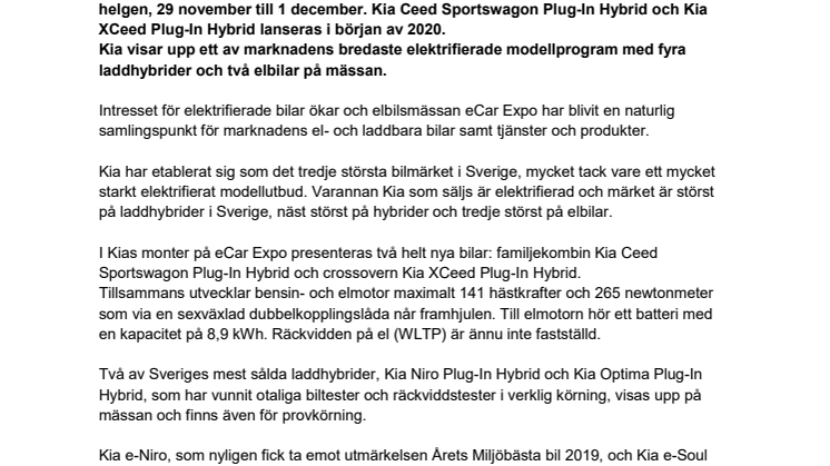 Kia på eCar Expo: Sverigepremiär för två nya laddhybrider 