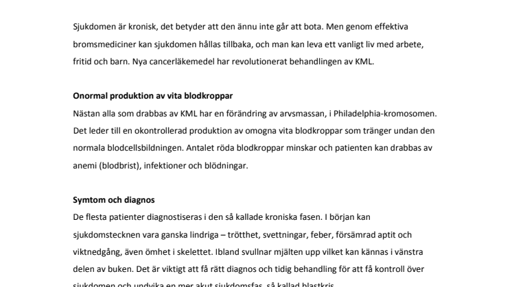 Fakta om kronisk myeloisk leukemi, KML