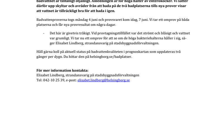 Tillfälligt dålig badvattenkvalitet i Utvälinge och på Vikingstrand