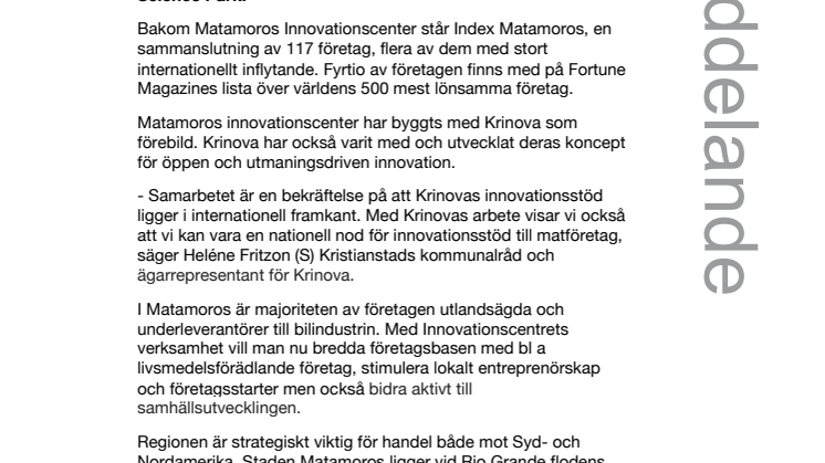 Mexikanskt Innovationscenter accelererar samarbetet med Krinova 