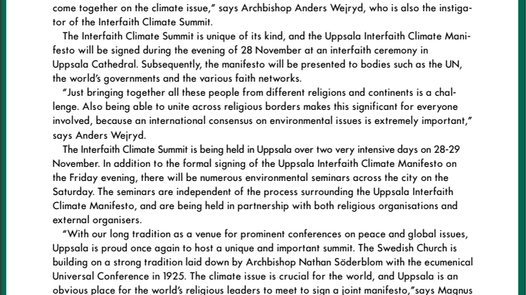 Uppsala Interfaith Summit 28-29 november