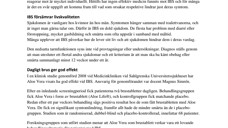 Klinisk studie på IBS patienter