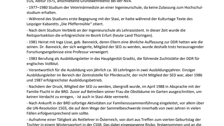 Matthias Lisse, Die geteilten Jahre - Zeitstrahl