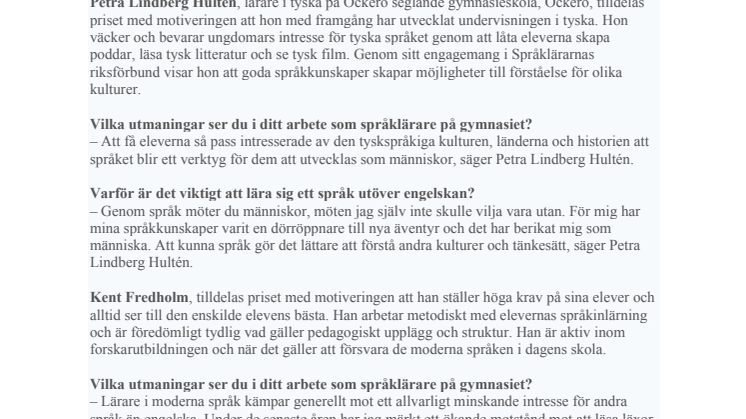 Frågor till lärarpristagarna 2020