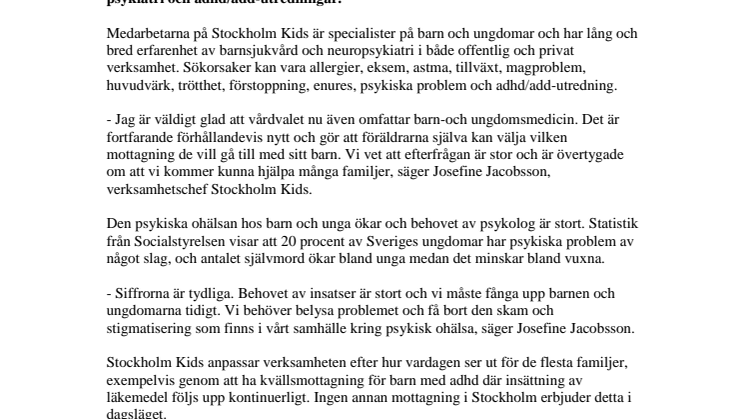 Praktikertjänst öppnar ny barn- och ungdomsmedicinsk mottagning – Stockholm Kids