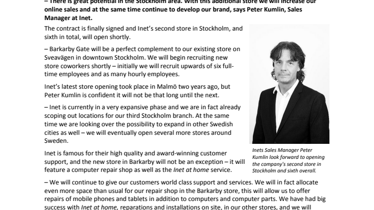 Inet to open new store in Barkarby