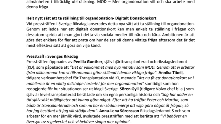 Ett helt nytt sätt att ta ställning för organdonation- ett Digitalt Donationskort