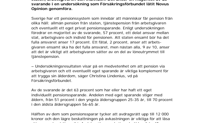 Delat ansvar för pensionen är bra