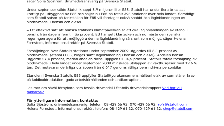 Lägre bensinpris gav minskad försäljning av etanol E85