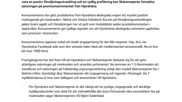 Hjordnära och Skånemejerier satsar vidare!