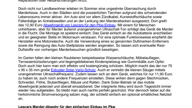 Effektiver Marderschutz: mobil und am Pkw