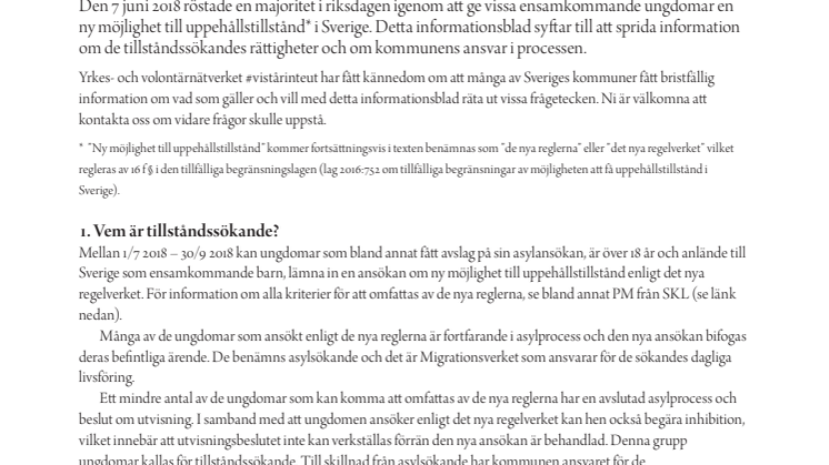 Informationsblad angående ekonomiskt stöd till tillståndssökande