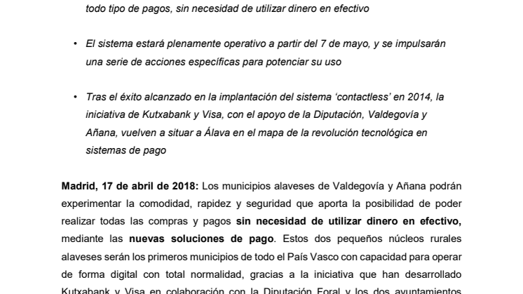 Kutxabank y VISA siguen apostando por Álava e impulsan una experiencia pionera en pagos digitales